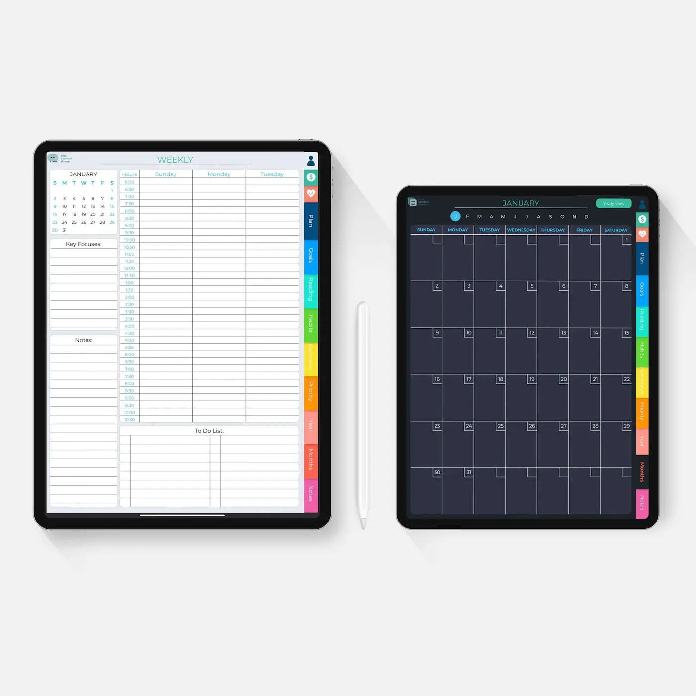 Digital Life Planner Dark and Light versions